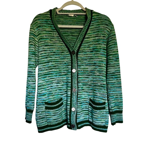 Green Blue Knit Cardigan Sweater Size Small - Picture 1 of 7